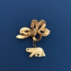 Gold Elephant Charm Brooch